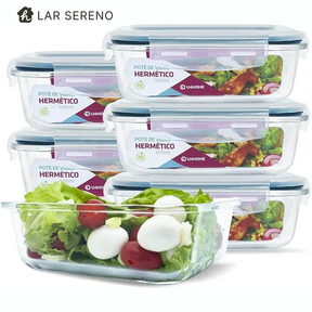 Kit 15 Potes Herméticos de Vidro + 10 Copos de Vidro Aruba de Brinde