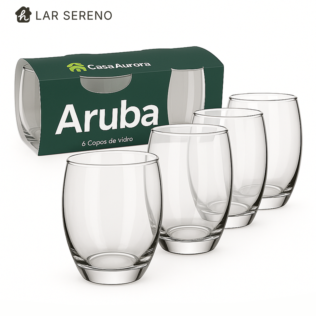 Kit 15 Potes Herméticos de Vidro + 10 Copos de Vidro Aruba de Brinde