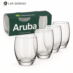 Kit 15 Potes Herméticos de Vidro + 10 Copos de Vidro Aruba de Brinde