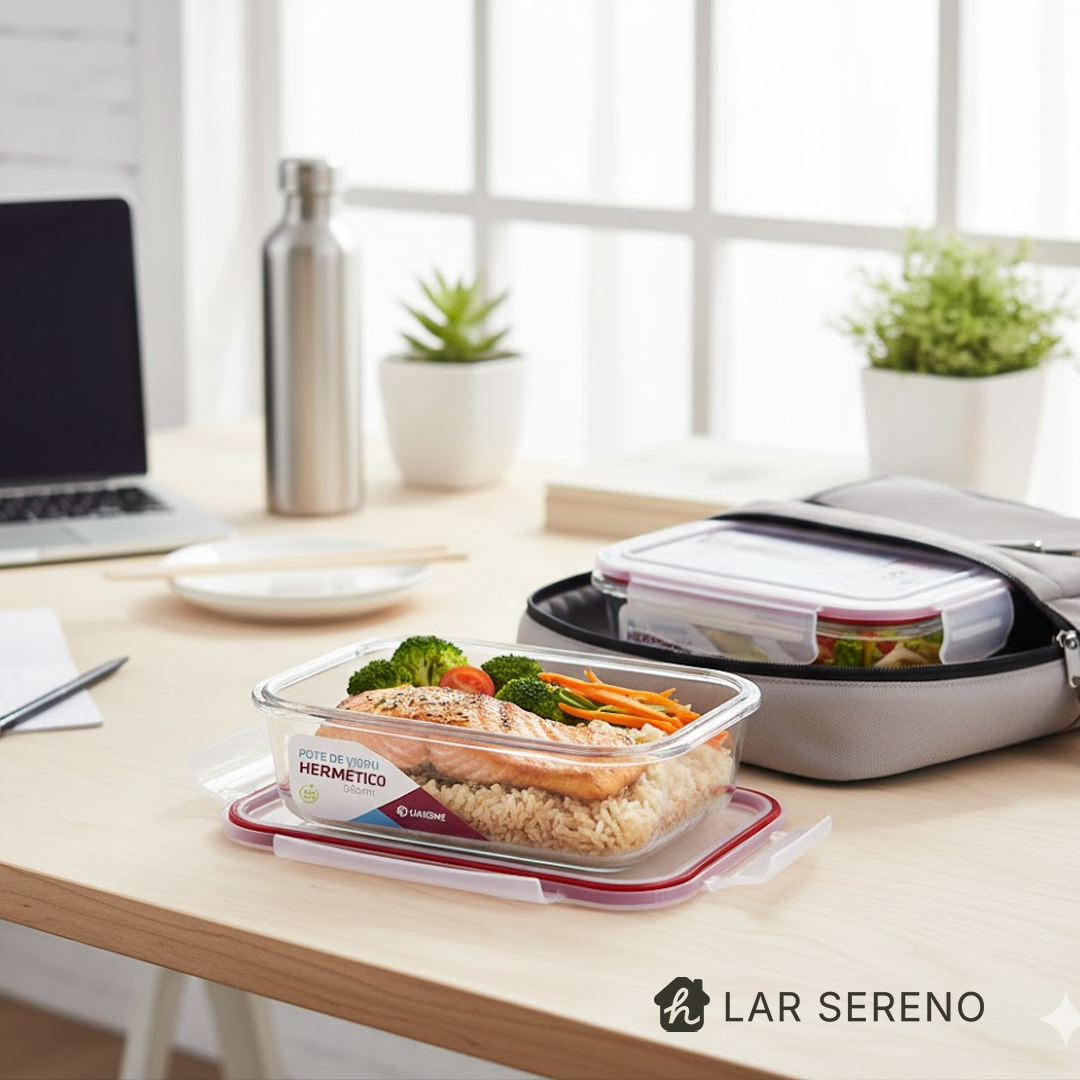 Kit 15 Potes Herméticos de Vidro + 10 Copos de Vidro Aruba de Brinde