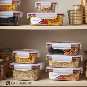 Kit 15 Potes Herméticos de Vidro + 10 Copos de Vidro Aruba de Brinde